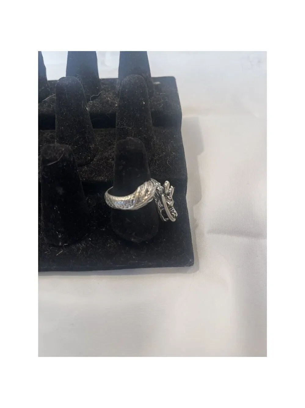 Vintage Chinese Dragon 3D Ring Silver Tone Size 8